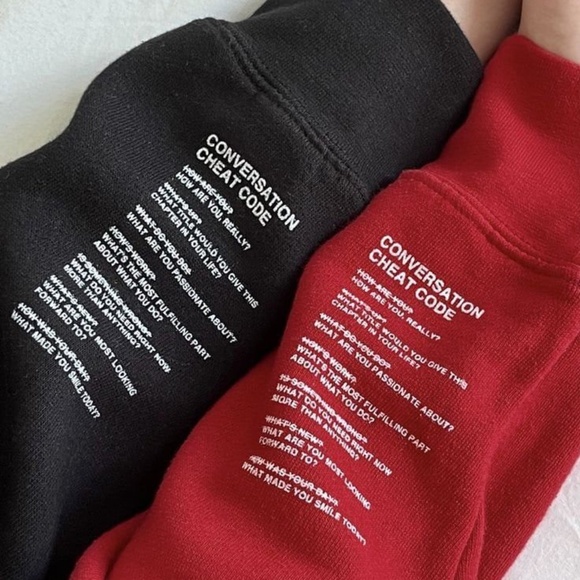 VIRAL We're Not Really Strangers Conversation Cheat Codes Crewneck Sweater (red) - Picture 2 of 4